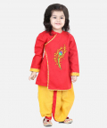 Cotton Embroidery Dhoti Kurta for Boys-Red