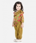 Printed One Sleeve Ruffle Top & Harem Pant Co Ords Sets