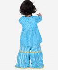 Block Print Cotton Angrakha with Sharara-Blue