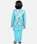 Assymetric Kurta Pajama with Jacket-Blue