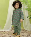 Infant Full Sleeve Pure Dhoti Kurta For Baby Boys- Grey