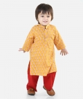 Pure Cotton Full Sleeve Kurta Pajama For Boys- Yellow