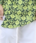 Cotton Printed Asymmetric Front Open Kurta Pajama- Yellow