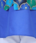 Boys Festive Wear Attached Printed Jacket Kurta Pajama -Blue