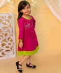 Cotton Embroidered Causal and Party Wears Frock Dress-Purple