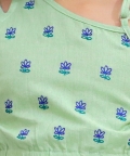 Kids Wear Cotton Embroidered Top with Palazzo Pants- Green