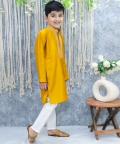Boys Embroidery Full Sleeve Cotton Kurta with Pajama  Yellow