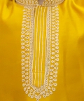 Boys Embroidery Full Sleeve Cotton Kurta with Pajama  Yellow
