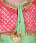  Jacquard attached Jacket Silk Kurti Salwar Suit - Green