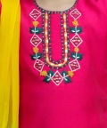 Front  Embroidered Kurti with Salwar and Dupatta- Pink
