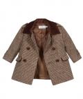 Boys Brown Check Coat With Hat