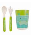 Hippo Green And Turquoise Bamboo Fiber Dinner Set