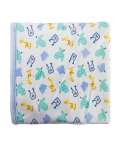 Baby Moo Animal Print Blue Double Sided Embroidered Blanket