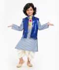 Blue Kurta Pyjama Sequin Nehru Jacket Set