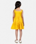 3D Bow Orange Gathered Dress  