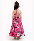 Pink Floral Crop Top Skirt Set