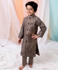 Cotton Silk Sherwani With Matching Kurta And Pants