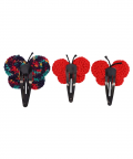 This And That By Vedika Handcrochet Circular Butterfly Snap Clips-Set Of 3 Shaded Red