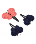 This And That By Vedika Handcrochet Circular Butterfly Snap Clips Set Of 3-Peach
