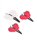 This And That By Vedika Handcrochet Circular Butterfly Snap Clips Set Of 3-White