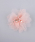 Chiffon Frayed Flower With Pearls On A Clip