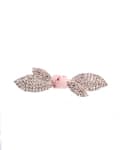 Crystal flower with dusky pink bow clip