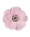 Pink Chiffon Flower with Pearls And Rhinestones On Clip