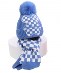 Checkered Winter Cap Beanie & Matching Neck Muffler 2Pcs Set