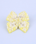 Yellow Beaded Bow Hairclip For Girls