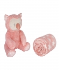Baby Moo Owl Pink Star Toy Blanket