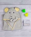 Baby Moo Elephant Grey Animal Hooded Towel