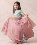 Cotton Silk Printed Choli With Powder Pink Lehenga Dupatta