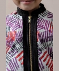 Multicolored Striped Habutai Silk Bomber Jacket