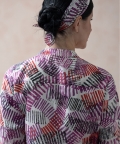 Multicolored Striped Habutai Silk Pleated Kurti