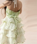 Tea Green Chanderi Silk Crop Top With Tiered Skirt