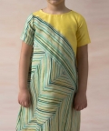 Tones Of Green Stripes Printed Paneled Dress 