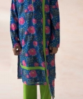 Asymmetrical Hemline Zipper Kurta With Pyjama