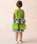 Printed & Striped Tiered Frock With Ruffles
