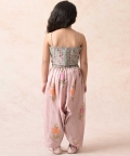 Hand Embroidered Crop Top With Pleated Dhoti Pants And Cape