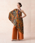 Squash Color Floral Print Tunic With Palazzo Pants