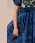 Shades Of Blue Gathered Frock With Puff Sleeves