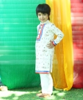 Colorful Embroidered Kurta Set For Boys With Shawl