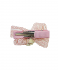 Cream Bunny Head With Dusky Pink Bow On A Lace Bow Aligator Clip