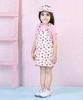 Strawberry Co-Ord Pinafore Aline Dress With T Shirt & Cap