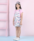 Butterfly Co-Ord Pinafore Aline Dress With T Shirt & Cap