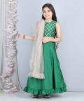 Gotta Work Blouse With Lehenga And Net Dupatta With Frill