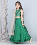 Gotta Work Blouse With Lehenga And Net Dupatta With Frill
