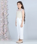 Pearl Handwork Jumpsuit With Fur Detailing On Armhole