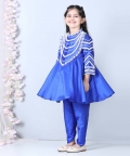 Peplum Silk Suit With Pearl Handwork And Pants 