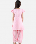 BownBee Jacquard Jacket Silk Kurti Salwar Suit for Girls-Baby pink